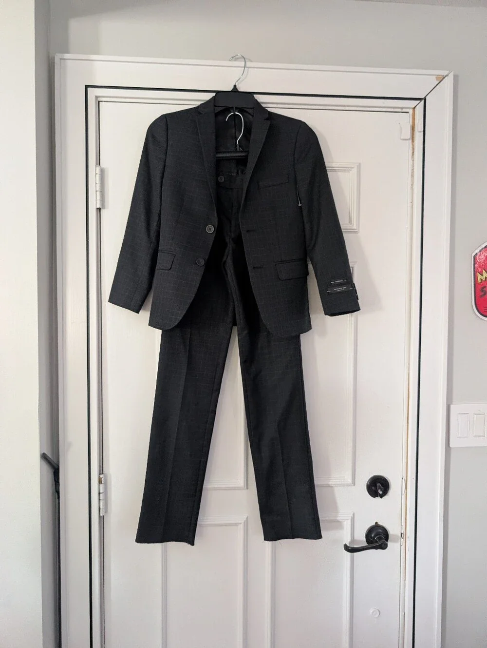 Marc New York Andrew Marc Boys Skinny Black Plaid Suit